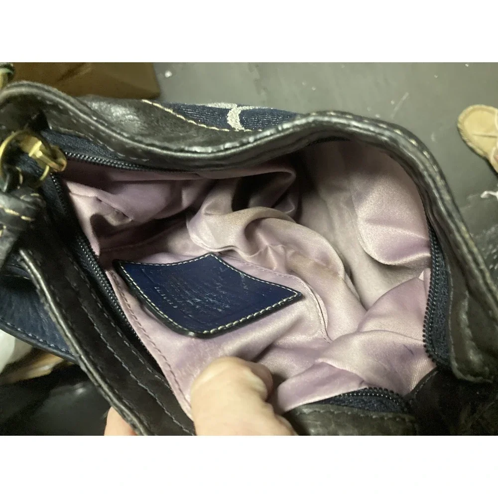 Coach Zoe Mini Blue Denim Signature Jacquard Black‎ Leather Shoulder Bag 41860 - Picture 9 of 11
